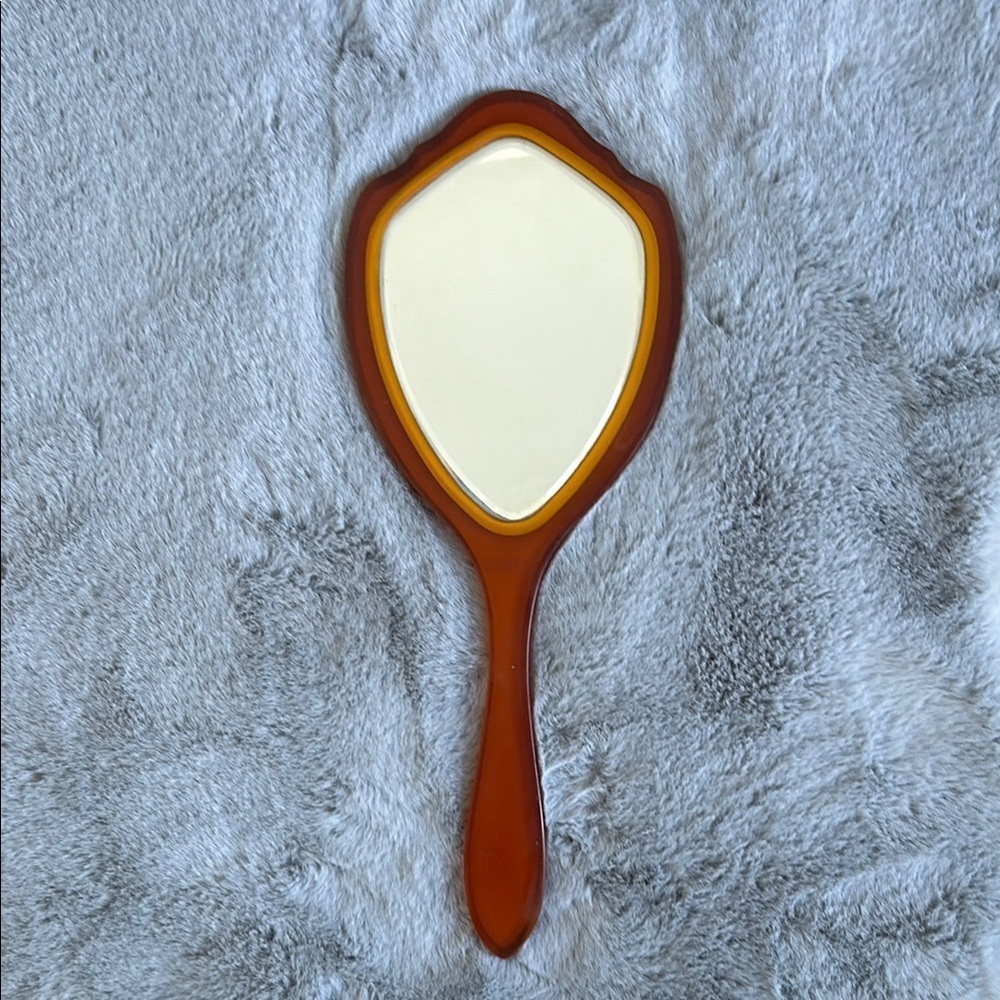 1920’s antique vintage LA Coquette Bakelite Celluloid Green Handheld Mirror